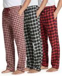 Real Essentials 3 Pack Mens Big & Tall King Size Pajama Pants Cotton Soft Pajamas Men Flannel Bottoms Fleece Buffalo Plaid Pj Lounge Pants Sleepwear Pijamas Hombres Woven - Set 7, 3X