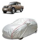 COXTOR - Four Wheeler - Car Body Cover Compatible with Mahindra Bolero Camper 4WD PS BS3 Car Cover Fully 100% Waterproof with Mirror Pocket with Soft Cotton Lining (Metallic Silver)