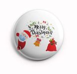 AVI Badge Merry Christmas Santa in mask White Metal Regular Size 58mm R8002113