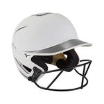 Mizuno F6 Adult Fastpitch Softball Batting Helmet with Mask, White-Grey, Small/Medium