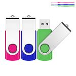 JEVDES 32GB USB Memory Stick 3 Pack USB Stick Flash Drive USB 2.0 Pen Drive Swivel Design Thumb Drive for Data Storage Zip Drive Jump Drive with LED Light (3 Colors)