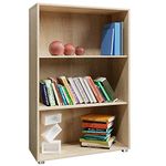 CASARIA® Vela Bookcase | 3 Compartments Bookshelf | Wooden Storage Rack | Modern Shelving Bookcase | Books Stand Shelf | Any Room Office | 115x60x31cm | Oak