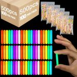 Jenaai 500 Pcs Fishing Glow Sticks Bulk for Bobbers Mini Glow Stick Rod Tip for Fishing Poles Small Glow Sticks for Night Fishing Easter Egg 4th of July, Independence Day(Multicolor, 1.5 Inch)