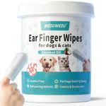 Ear Cleaner Finger Wipes 60 Counts, Dog Ear Cleaner, Grooming Kit Care for Dogs and Cats, Soft & Easy Otic Cleaning Pads, Remove Wax, Dirt & Stop Smelly, Itchy, Non-Irritating (1.5 X 60 pcs, Coconut)