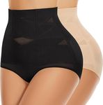 YADIFEN Shapewear Women Tummy Control Thong High Waisted Tummy Control Shapewear Panties Full Coverage Seamless Body Shaper for Women Nude and Black