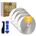 4 Packs Butyl Tape,1/8 Inch x 1 Inch x 33 Ft, White Butyl Sealant Tape, Butyl Rubber Caulk Tape, Butyl Tape RV Window Sealant Tape, Roof Caulk Tape, Butyl Rubber Roll, EPDM Rubber（Contains Tools）