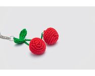 CHEHAR GLOBAL INNOVATION JCGI® Cherry Keychain Handmade Knitted Crochet Cherry Keychain for Car-Motorbike Bag-Purse, Crochet Keyrings Cotton Woven Craft Materials