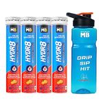 MuscleBlaze Fuel One Sports Hydr8 (Zesty Orange, 20 Tablets Each, Pack of 4) & 500ml Sipper Bottle | Effervescent Tablets for Instant Hydration | (Combo Pack)