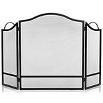 DOEWORKS 3 Panel Fireplace Screen Black Spark Guard Cover