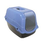 Rosewood Eco Line Hooded Cat Toilet, Covered Litter Tray, Slate Blue/Black, Large