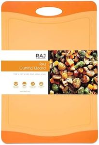 Raj Plastic Cutting Board Reversible Cutting board, Dishwasher Safe, Chopping Boards, Juice Groove, Large Handle, Non-Slip, BPA Free (Extra Large (17.4" x 11.81"), Orange)