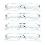 LifeArt 4 Pairs Reading Glasses, Blue Light Blocking Glasses, Computer Reading Glasses for Women and Men, Fashion Rectangle Eyewear Frame(4 clear, +2.00 Magnification)