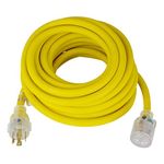 TEMCo 40 ft L14-30 - 30Amp Extreme Cold Weather Generator Extension Power Cord w/Lighted Plugs SJEOW Insulation Remains Flexible to -58F(-50C) 10 Gauge 4 Prong 125/250V 7500W UL Listed 1 YearWarranty