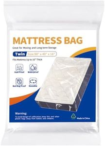 Mattress Bag for Moving Storage - Plastic Waterproof Mattress Protector Cover,Heavy-Duty Mattress Moving Supplies (1, Twin)