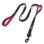 Pioneer Petcore Dog Lead 6ft Long,Traffic Padded Two Handle,Heavy Duty,Reflective Double Handles Lead for Control Safety Training,Leads for Large Dogs or Medium Dogs,Dual Handles Leashes(Black)