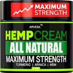 Natural Hemp Cream for Joints, Back, Neck, Elbows with Hemp + Turmeric + Arnica | Natural Hemp Oil Extract Gel - Made in The USA - 4 fl oz