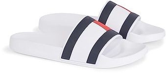 Tommy Hilfiger Men Rubber TH Flag Pool Slide Sandals, White (White), 45 EU