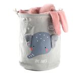 House of Quirk Round Laundry Basket, Cute Cartoon Kids Nursery Hamper,Boys Toy Storage Organizer,Childern Cloth Storage Basket,Baby Laundry Hamper,Nursery Bin Box Room Decoration (Grey Elephant)