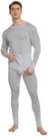Viamulion Men's Pure Mulberry Silk Knitted Thermal Underwear Set（GREY,XL
