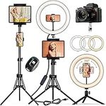 [Newest Version] PEYOU 12" Selfie Ring Light with 60" Tripod Stand & Tablet Phone Holders, Multifunctional LED Ring Light Tripod Stand for Makeup/Photography/Live Stream/Video Recording