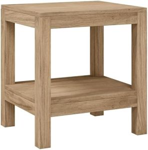 vidaXL Solid Teak Wood Shower Bench - Compact, Supportive and Practical Bathroom Furniture with Rustic Finish