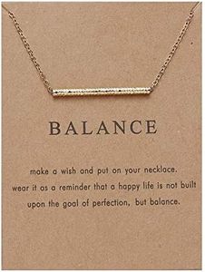 Bar Necklaces for Women Friend Friendship Girls Balance Pendant Long Chain Necklace with Message Card for Birthday