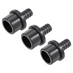 sourcing map PVC Pipe Fitting 16mm Barbed x 32mm OD Spigot Straight Tube Adapter Hose Quick Connector, Black Pack of 3