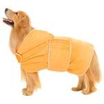 Avont Dog Drying Coat - Microfibre Bath Robe Towel for Fast Drying and Super Absorbency with Hood & Belly Straps, Ultra Soft Puppy Dressing Gown Doggie Shower Towelling Pet Bathrobe -Yellow (S)