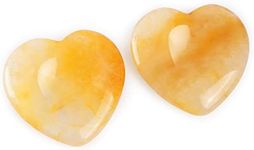 Artistone Crystals and Healing Citrine Stones 1.5 inch Heart Thumb Worry Stone Hand Carved Healing Crystal Pocket Palm Stones for Anxiety Stress Relief Meditation Spiritual Protective, 2PC