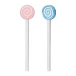 Kids Tongue Cleaner Brush -Lollipop Shape Tongue Scraper for Toddler Children Pink,Sky Blue (2 Packs)