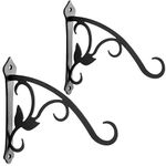 VEEBOOD 2 Pcs 8-Inch Decorative Iron Lantern Hooks for Wall Hanging Mason Jar Sconces Outdoor Solar Lights, Black