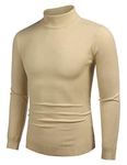 COOFANDY Men's Slim Fit Mock Turtleneck Pullover Sweater Casual Basic Knitted Thermal Sweaters Khaki