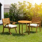 IDZO Armchairs 100% FSC Certified Acacia Wood Premium Patio Bistro Set, Table w/Cushion, Teak Finish, Large