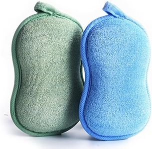 BabaMate Natural Baby Bath Sponge - Ultra Soft Baby Sponge for Bathing - Kids Bath Sponges for Infants, Toddler Bath Time, 2 Count (1 Pack) - Green Blue