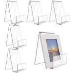 6 Pcs Acrylic Easel Stands, Clear Acrylic Book Holder Stand, Small Easels with Ledge, Decorative Stand Holder for Displaying Pictures Cell Phone Albums Artworks CDs Tablets (Large)