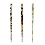 3Pcs Hair Sticks for Long Hair,7 Inch Acetate Hair Sticks Hair Pins Retro Simplicity Vintage Hair Chopstick Vintage Leopard Print for Women and Girls Bun Hairstyles Decorative Holder