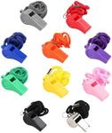 10 Pcs Plastic Whistles Sports Whistles, Loud Clear Crisp Referee Whistle with Lanyard, Ref Whistles for Football Sports Teachers Coaches Emergency Survival Camping Lifeguard Whistles Party Whistles