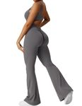 YEOREO Women Sleeveless Flare Jumpsuits Sexy Backless Gym Bodycon Scrunch Butt Yoga Rompers V Back Lizvette Dark Grey Medium