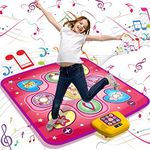 beefunni Dance Mat,Electronic Musical Play Mats Pink Dance Pad Non-Slip Dancing Floor Mat Game Toy with 5 Game Modes, Christmas Birthday Gifts for 3 4 5 6 7 8 9 10 Year Old Girls Toys