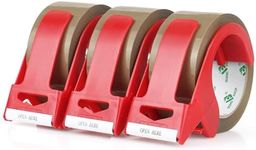 3 Rolls BOMEI PACK Brown Packing Tape with Dispenser, Heavy Duty Packaging Tape for Moving Shipping Sealing and Storage,1.8Mil Thick, 6 Rolls 1.88 Inch x 50 m,Total 150m