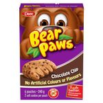 Bear Paws Chocolate Chip Cookies - Soft Cookie Snack Packs, Peanut Free School Snacks, 240g, 6 pouches