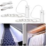 WOBANE LED Wardrobe Light Motion Activated,Battery Operated 2*2m LED Strip Lights,Rechargeable Motion Sensor LED Strip,LED Night Lights for Closet, Stair,Pantry,Counter,Cabinet,Bed,6000K White,2 pack