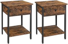 VASAGLE Nightstands Set of 2, End Tables, Side Tables with Drawer and Shelf ULET506B01