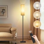 CRLL Floor Lamp for Living Room, Modern Standing Lamps with Remote & Foot Switch, 2700k-6500k Dimmable Tall Reading Lamp with Linen Shade | Standard Lamp Night Light for Bedroom Office (Modern)