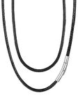 FaithHeart Black Necklace for Unisex, Wax Rope Braided Leather Cord Chain 22" inch, Mens Leather Necklace with Magnet Clasp Fashion Jewellery Birthday Gifts