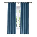 ChadMade Elegant Vintage Polyester Cotton Silk Solid Curtain Navy 50" W x 96" L, Antique Bronze Grommet Silk Satin Drapes Window Treatment Panels with Blackout Lined (1 Panel)