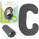 𝐏𝐫𝐞𝐠𝐧𝐚𝐧𝐜𝐲 𝐏𝐢𝐥𝐥𝐨𝐰 𝐂𝐨𝐯𝐞𝐫 COSMOPLUS C Shaped Full Body Pillow Case 𝐂𝐨𝐯𝐞𝐫 for Maternity,Stretchy Cool Breathable Jersey Fabric,Provides Sleep and Pregnancy Support,Heather Grey