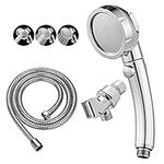 High Pressure Handheld Shower Head with ON/Off Pause Switch, 3 Spray Modes Shower Wand with Shut Off Button, Removable Camper Shower Head with Hose and Adjustable Angle Bracket