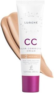 Lumene Color Correcting CC Cream - Lightweight Foundation with Medium Coverage - Redness Reducing Face Makeup for a Glowing Complexion - Vegan Formula + Suitable for All Skin Types - Medium (1 fl oz)