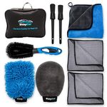 ShinyCar® UK: Premium Car Washing Kit With Bag. Microfibre Valet Wash Mitts, Large Exterior Drying Towel, Waffle Cloths, Alloy Wheel Cleaning Brush, Detailing Brushes, Valeting Product Gift Set